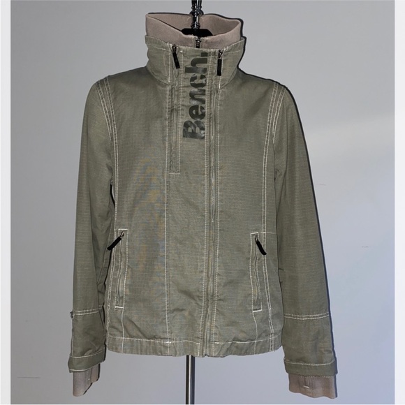 Bench Khaki Green High-Collar Jacket - Picture 1 of 5